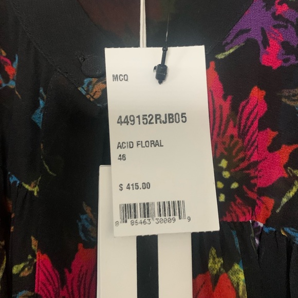 NWT Alexander McQueen sheer Floral long sleeve top size IT 46/ US L - Picture 6 of 9